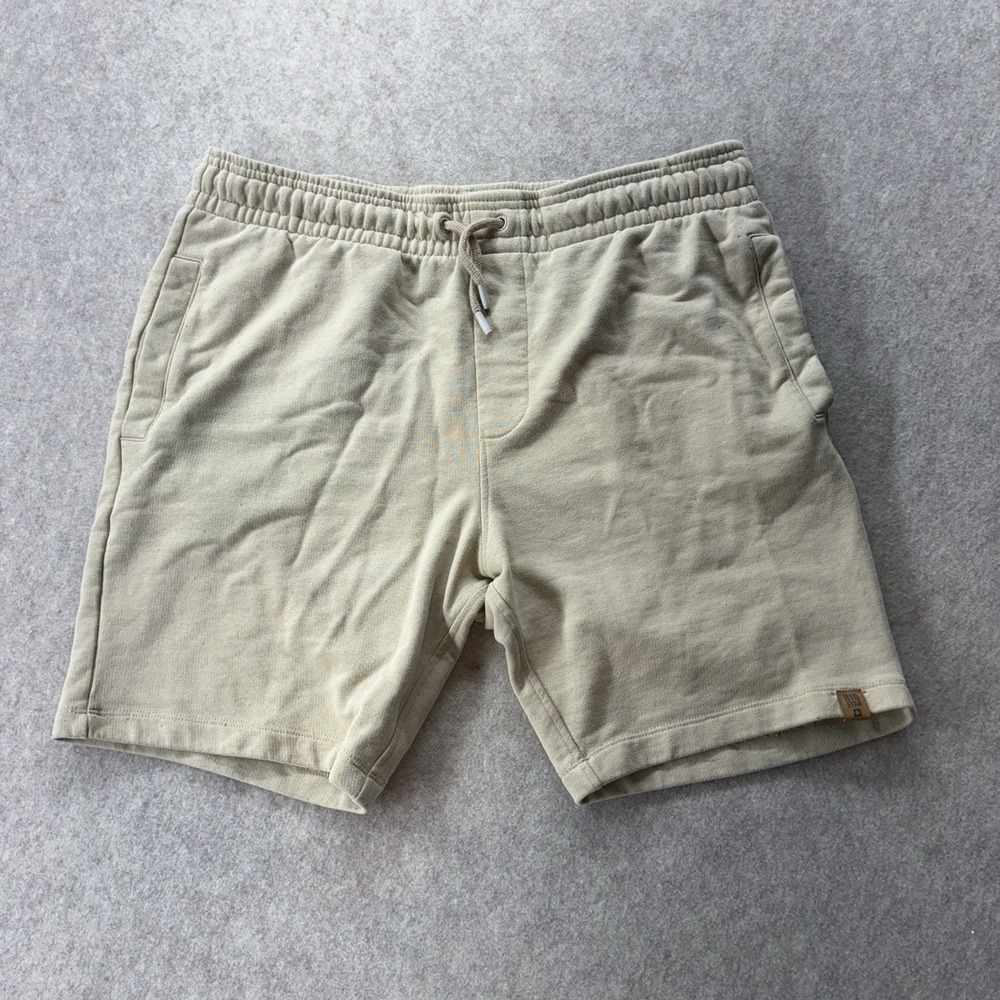 Big Star Men's 7.5" Heavyweight Cotton Draw String Sweat Shorts Khaki Size Large